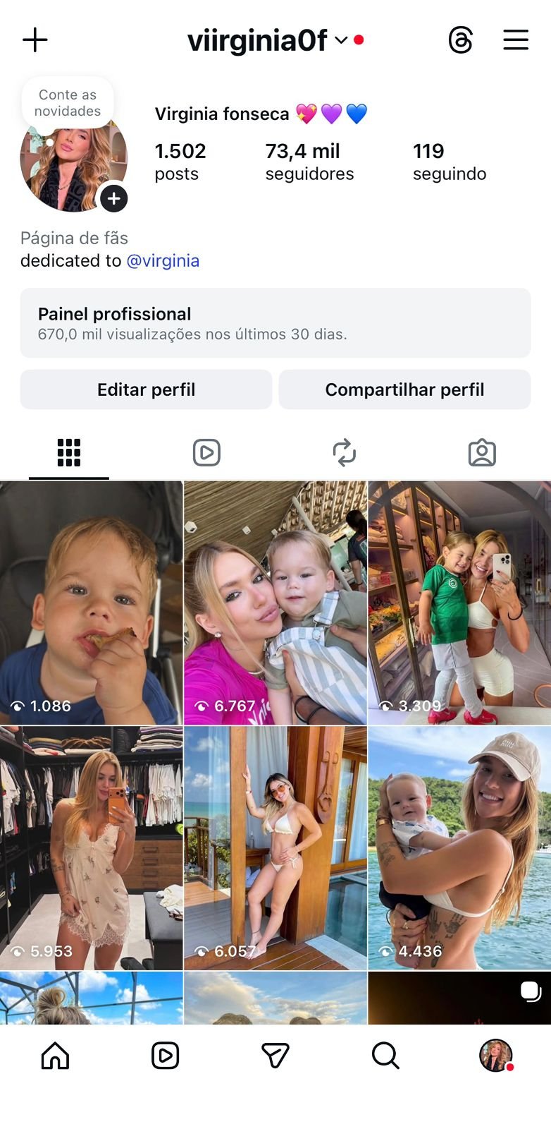 Instagram da Virgínia Engajado Demais