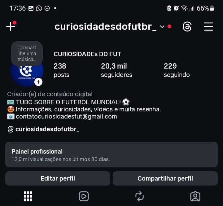 Instagram de Curiosidades de Futebol a Venda 2 Instagram de Curiosidades de Futebol a Venda