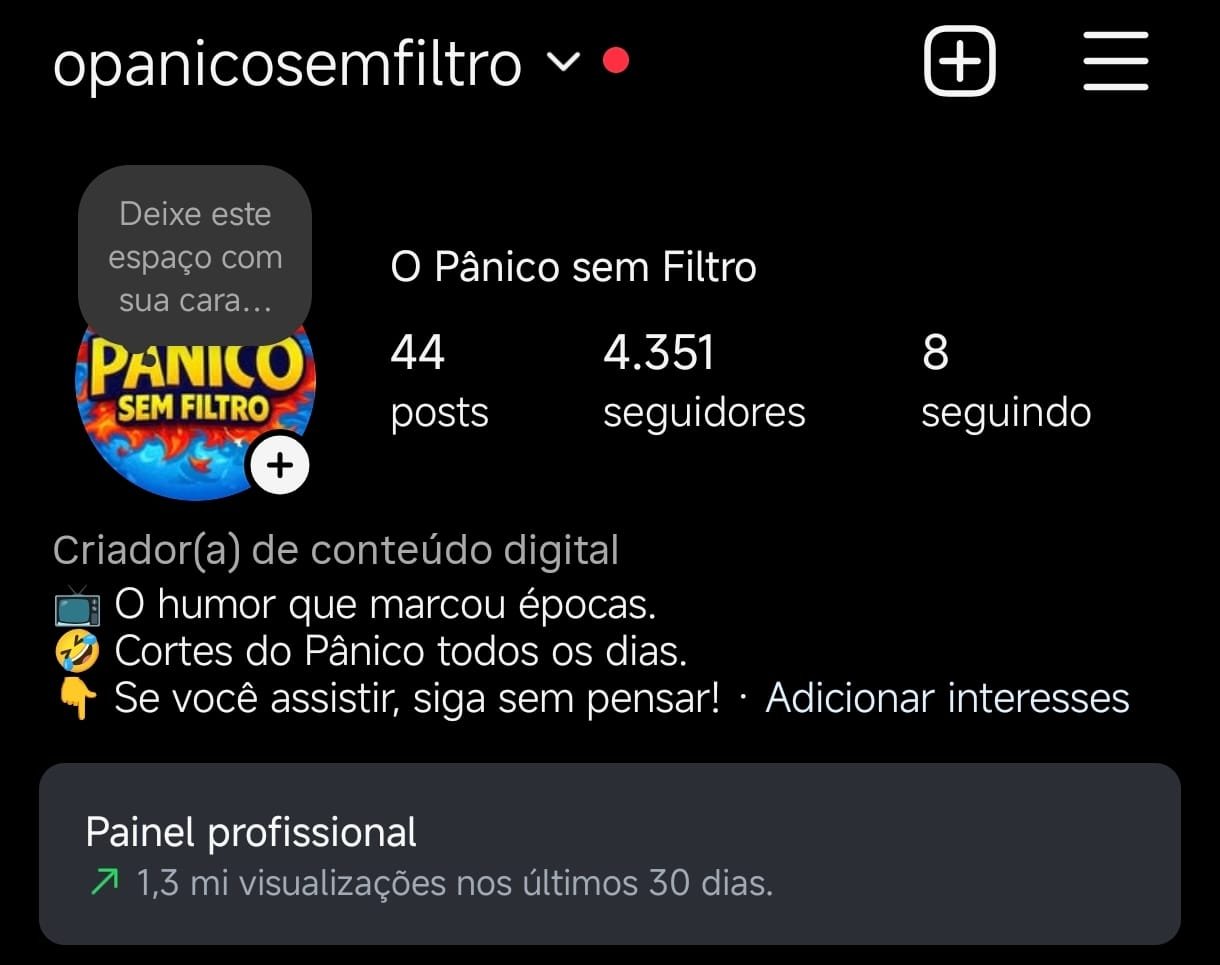 Instagram de Cortes no Pânico da Band