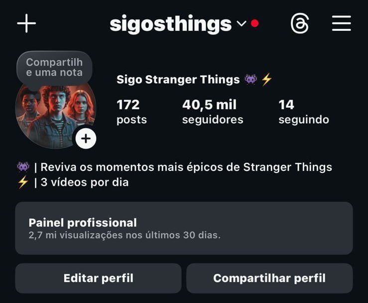Instagram de FC de Stranger Things