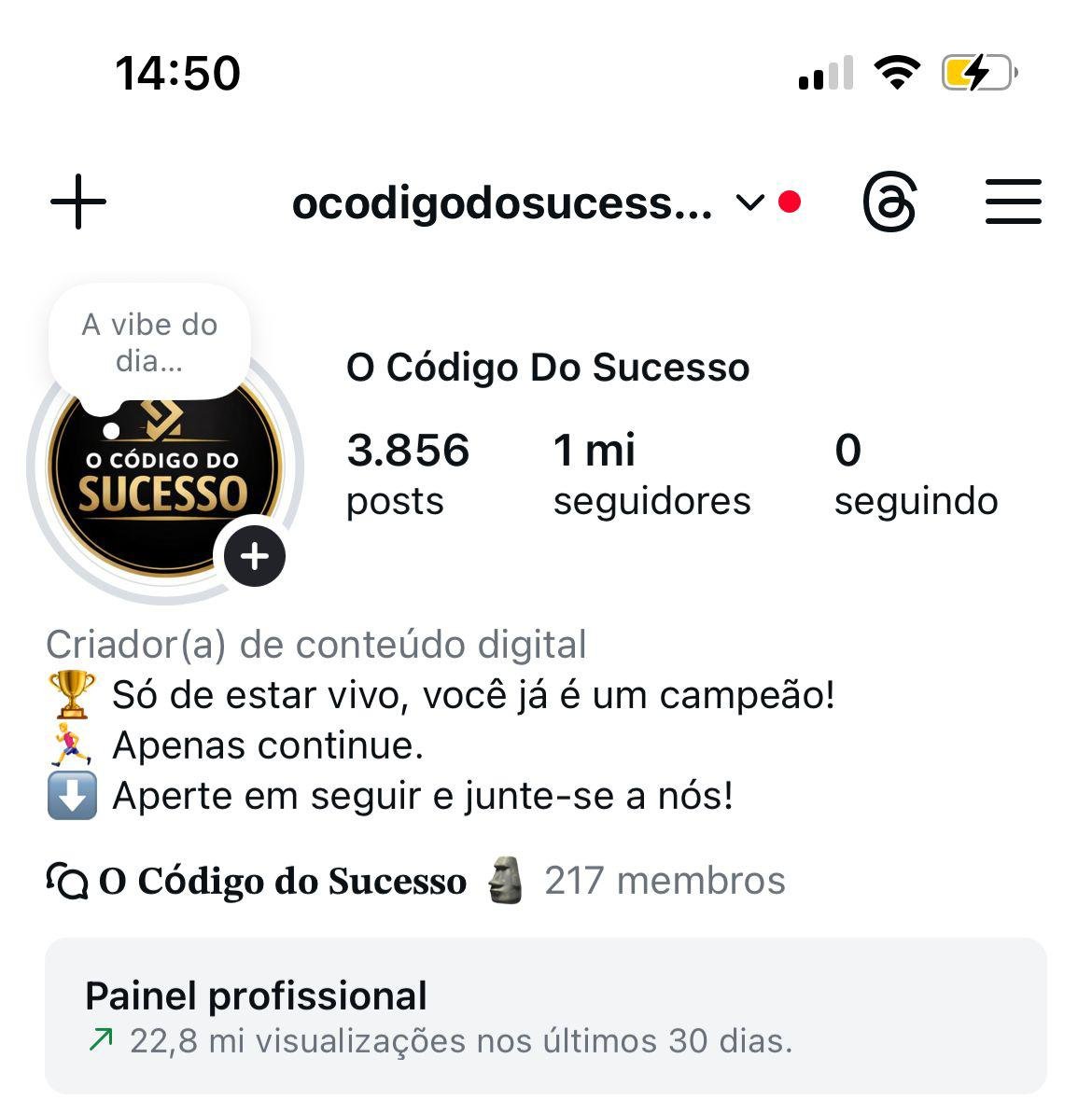 Instagram de Motivação com 1 Milhão de Seguidores a Venda 1 Instagram de Motivação com 1 Milhão de Seguidores a Venda