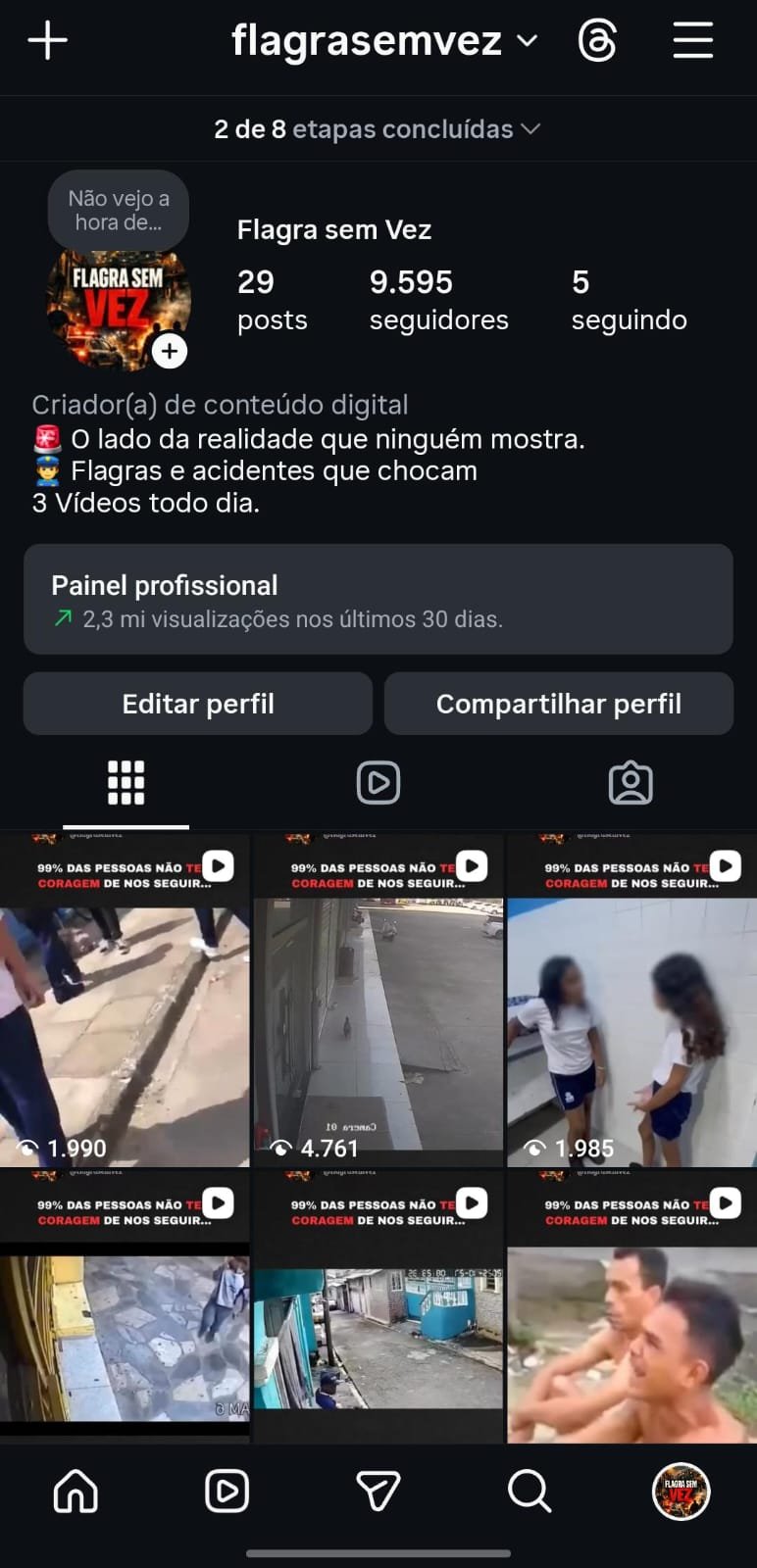 Conta do Instagram de Flagras