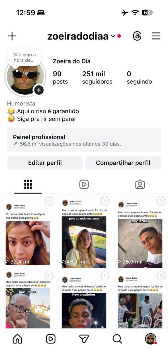 Conta do Instagram de Memes a venda