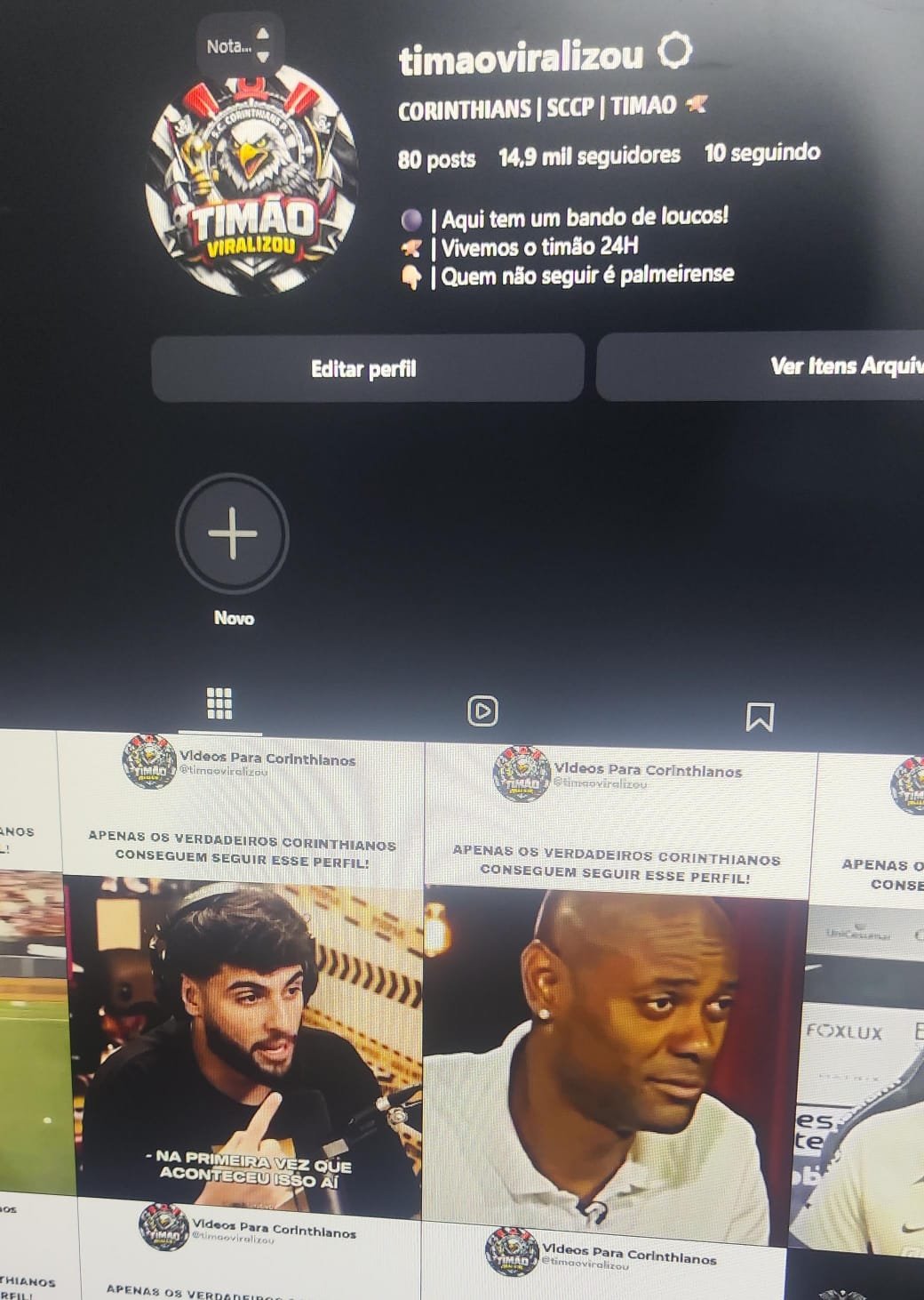 Conta do Instagram de Futebol do Corinthians 1 Conta do Instagram de Futebol do Corinthians