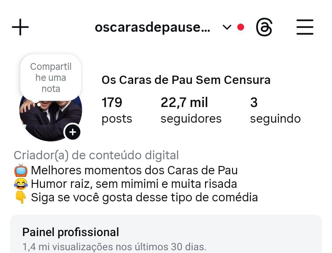 Instagram de FC de os Caras de Pau 1 Instagram de FC de os Caras de Pau