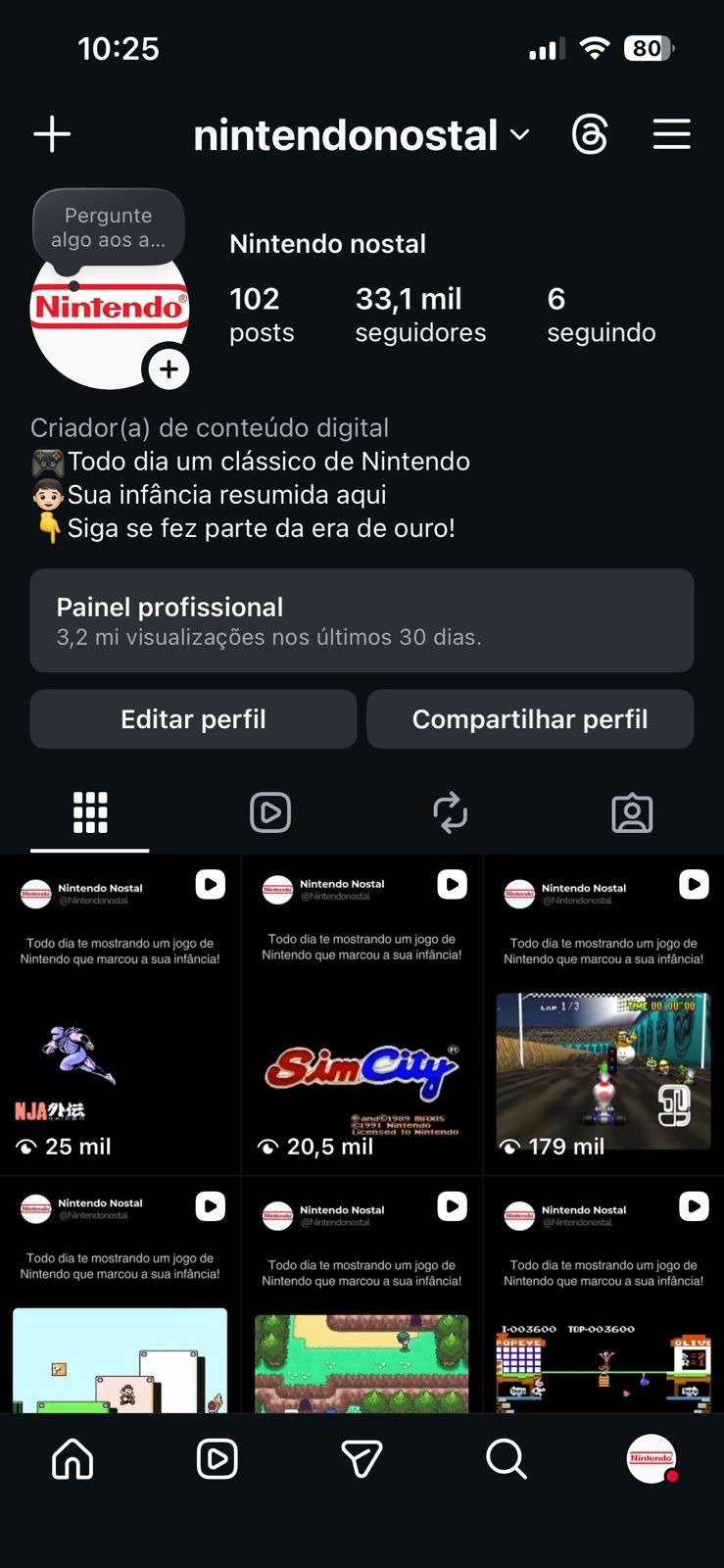 Conta do Instagram de Jogos Retro