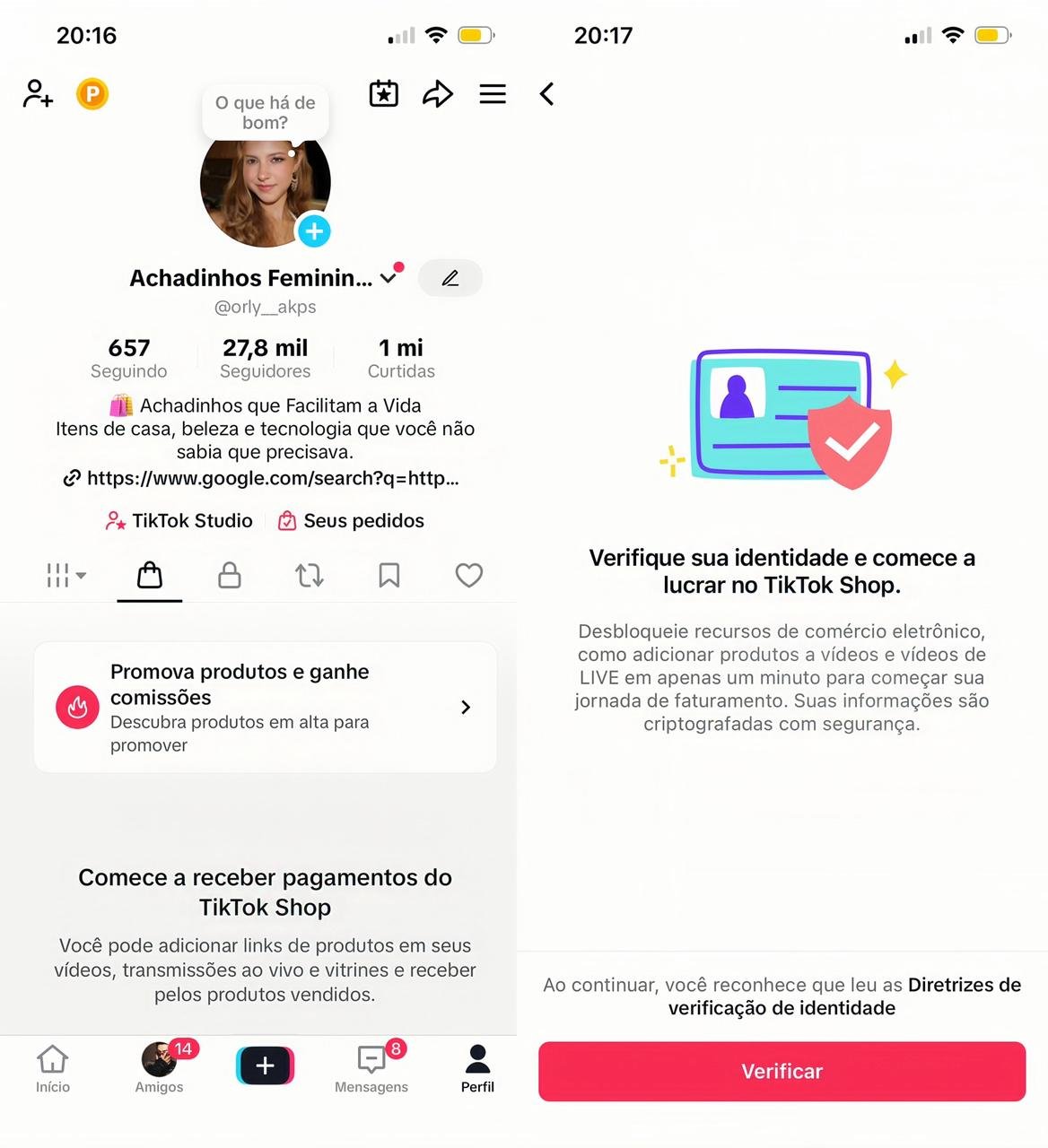 Perfil do Tiktok com Shop Ativo e sem Doc Cadastrado 2 Perfil do Tiktok com Shop Ativo e sem Doc Cadastrado