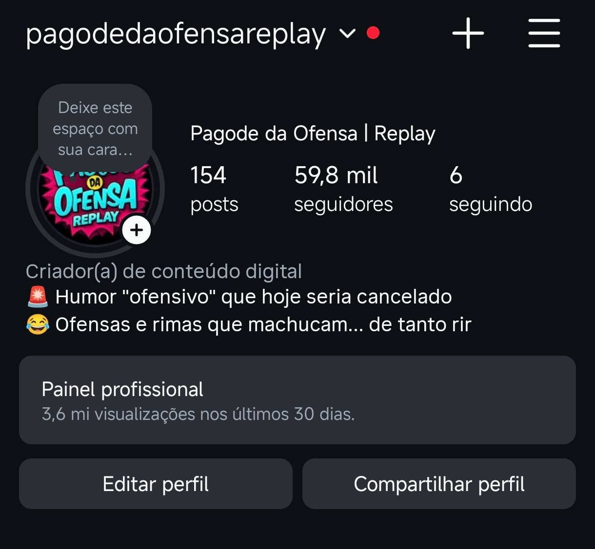 Perfil do Instagram do Pagode da Ofensa