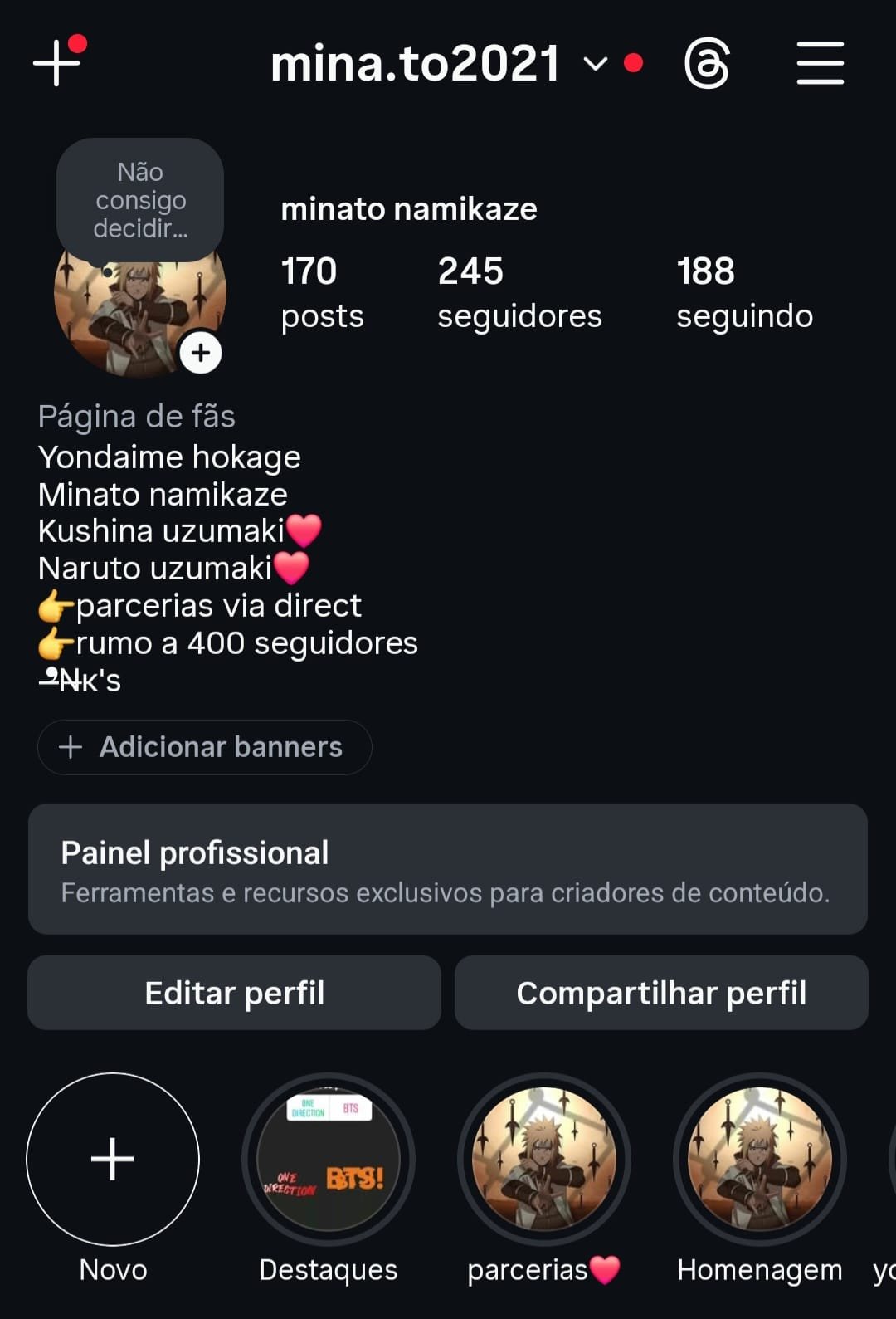 Conta do Instagram Antiga