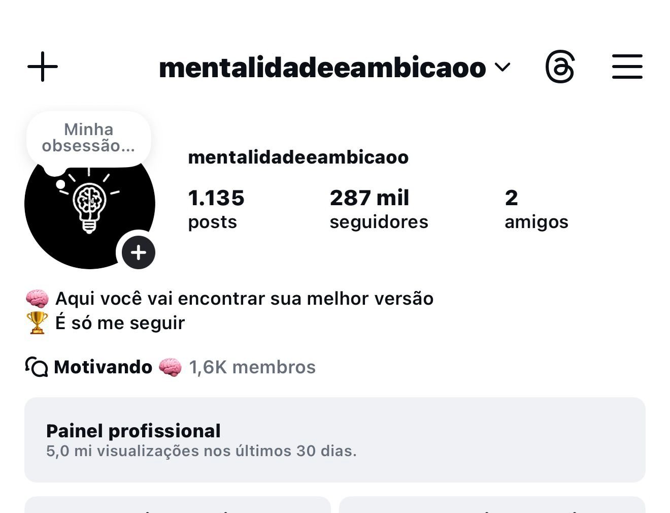 Perfil do Instagram de Motivação