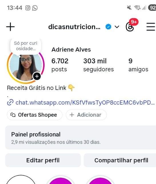 Perfil de 303k no Nicho de Emagrecimento 1 Perfil de 303k no Nicho de Emagrecimento