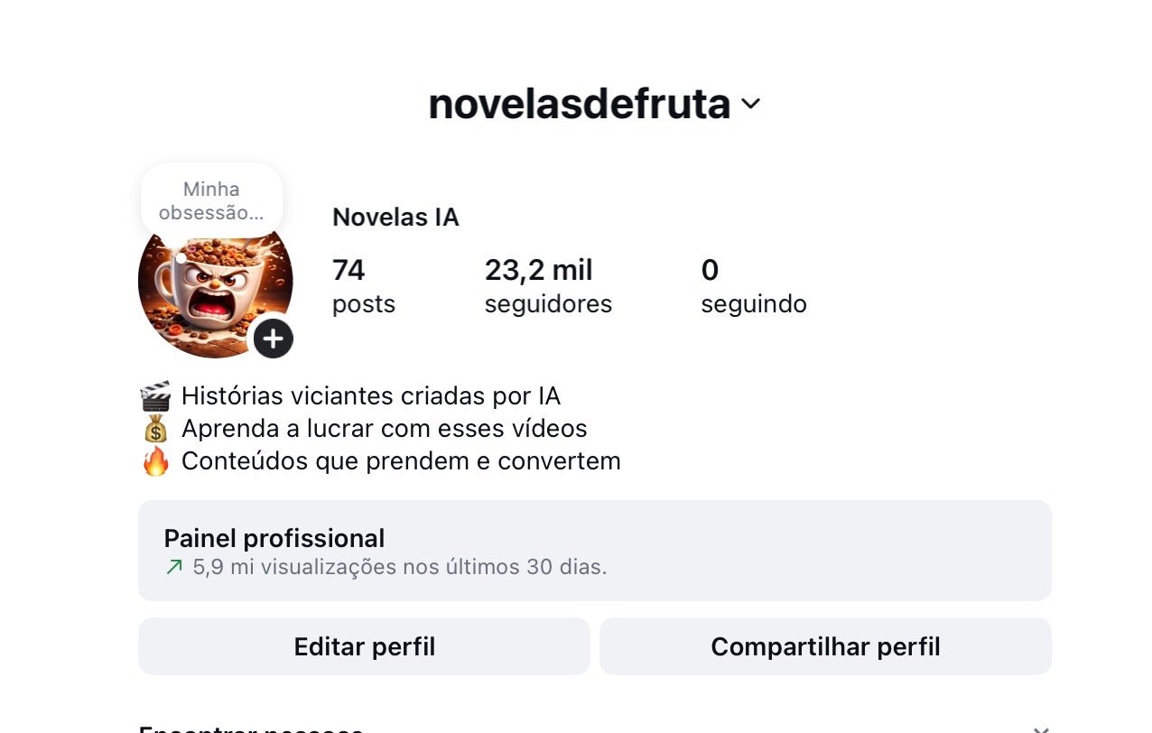Perfil do Instagram de Novelas de IA