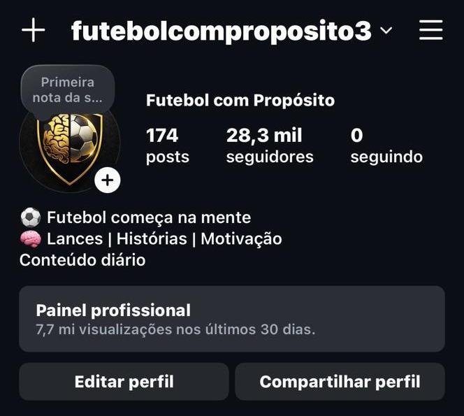 Perfil no Instagram de Futebool