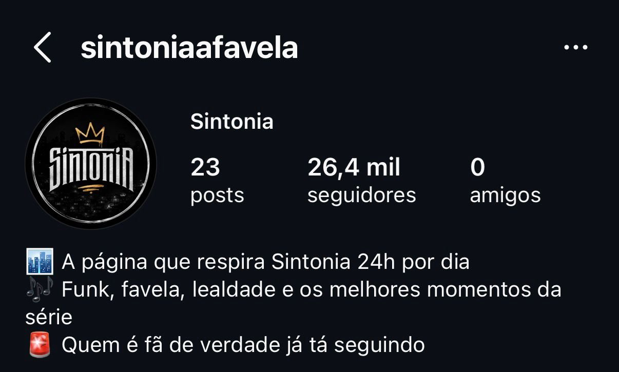 Instagram da Serie Sintonia a venda