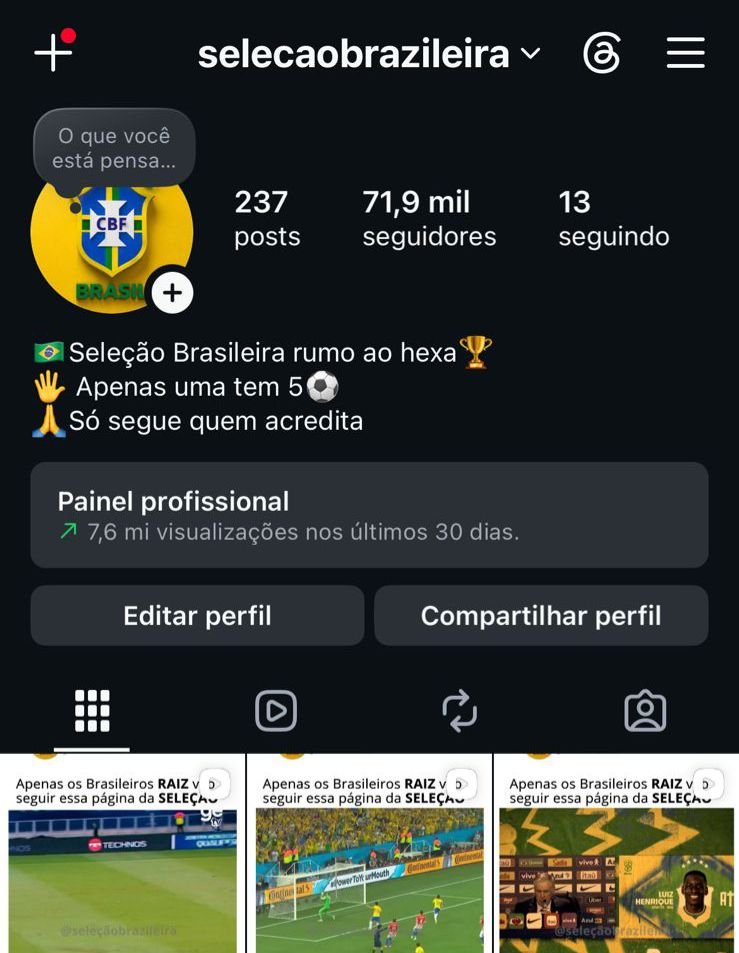 Instagram da Seleção Brasileira 1 Instagram da Seleção Brasileira