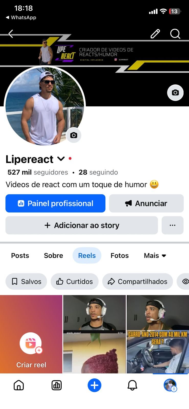 Página do Facebook de 527k 2 Página do Facebook de 527k