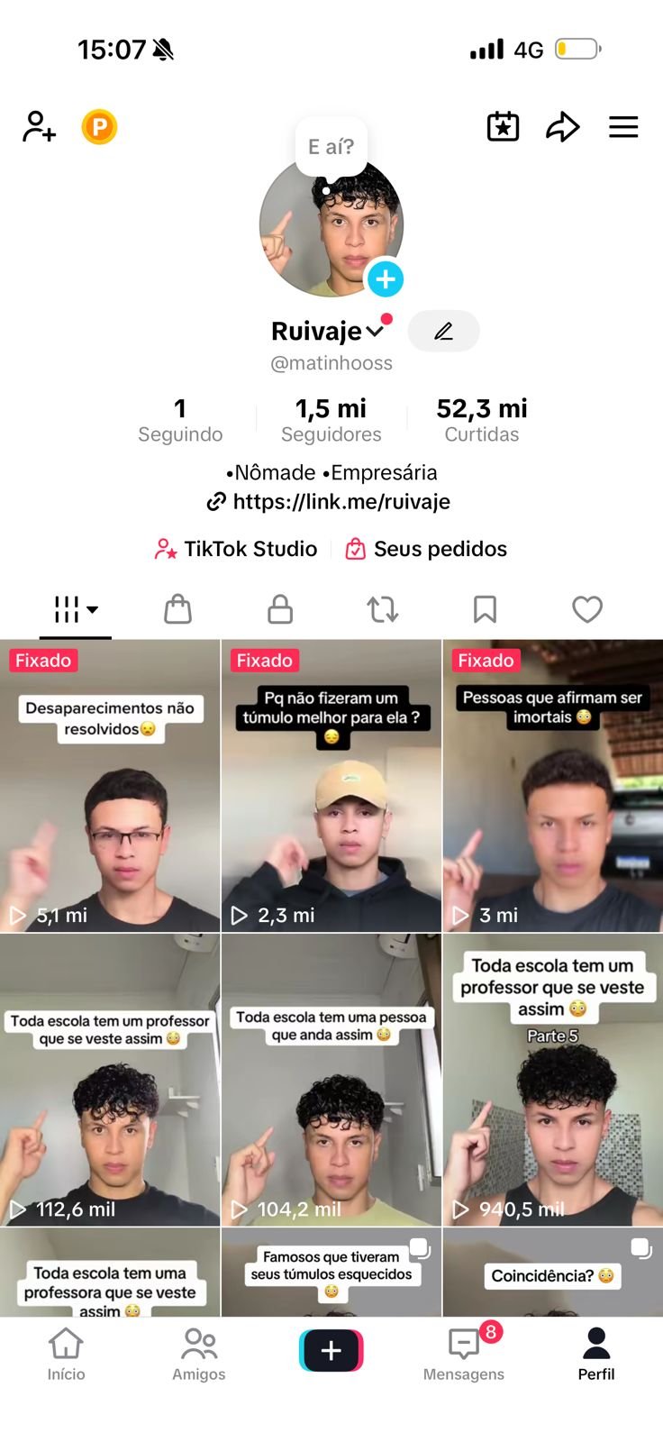 Perfil de Entretenimento no Tiktok de 1,5M de Seguidores 1 Perfil de Entretenimento no Tiktok de 1,5M de Seguidores