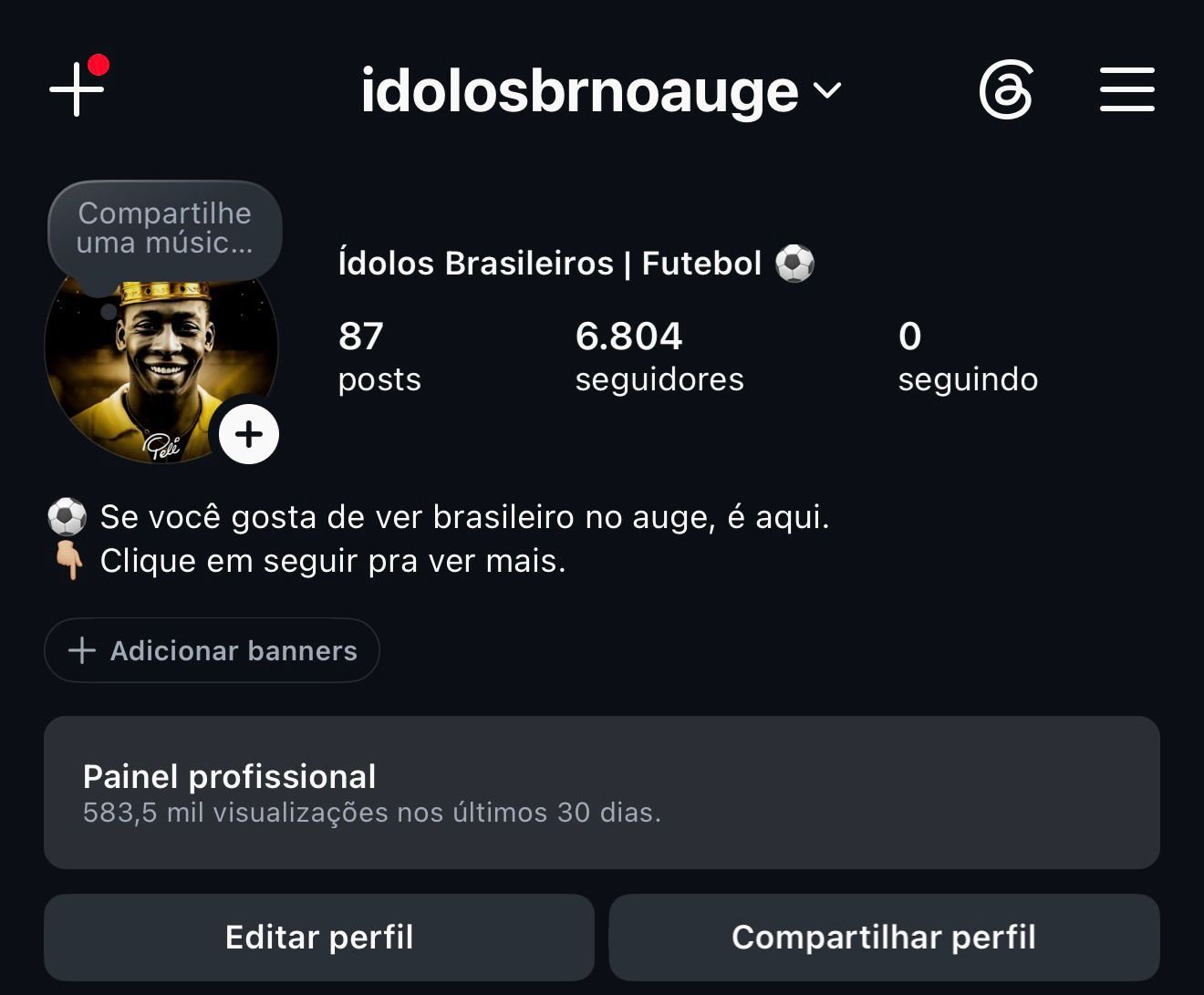 Instagram de Futebol a Venda