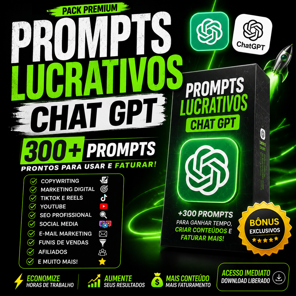 PACK PREMIUM 300+ PROMPTS LUCRATIVOS CHATGPT IA 1 PACK PREMIUM 300+ PROMPTS LUCRATIVOS CHATGPT IA
