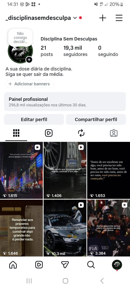 Instagram de Motivação a venda 1 Instagram de Motivação a venda