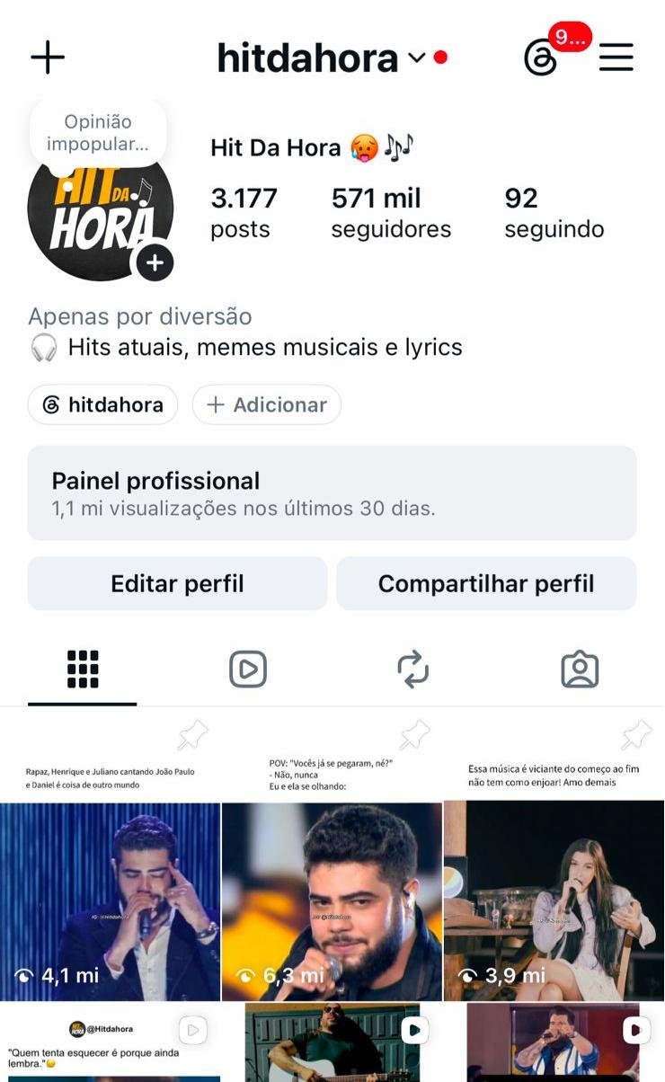Perfil de Música com 500k