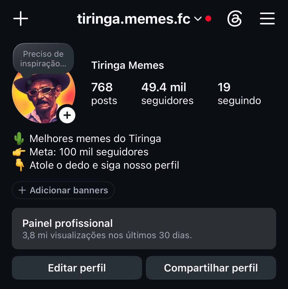 Instagram de Fã Club do Tiringa