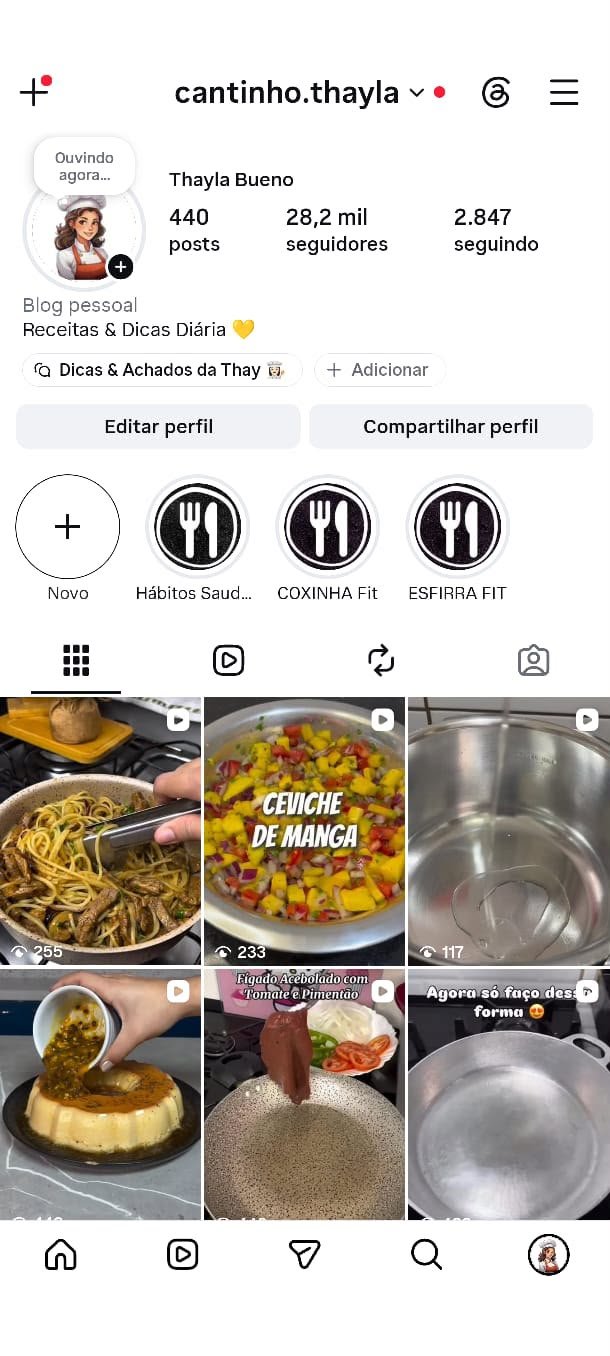 Instagram de Receitas a venda