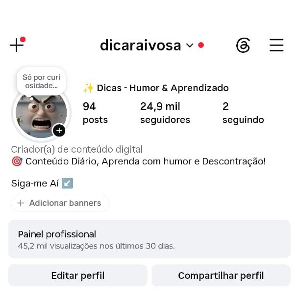 Perfil de Dicas com Conteúdo IA